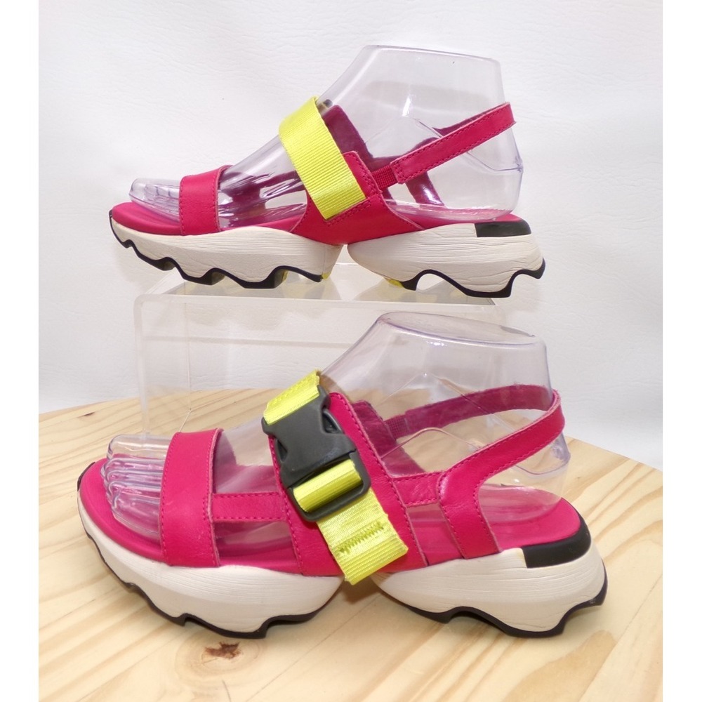 Sorel Kinetic Impact Slingback Sandals Womens Hot Pink Yellow Size 6 Buckle